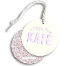 Load image into Gallery viewer, Happy Circle Gift Tag & Twine Bundle - Purple / Liberty