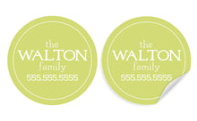 Load image into Gallery viewer, Water Resistant Round Labels - Family Contact - Chartreuse