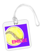 Load image into Gallery viewer, Softball Square Bag Tag