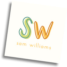 Load image into Gallery viewer, Colorblock Initial Calling Card - green/orange