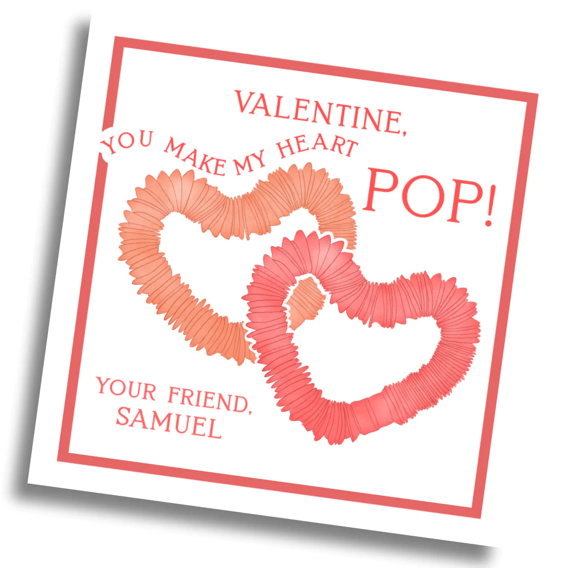 Pop Tube Valentine Card Boy PRINTABLE Hunny Bee Paperie