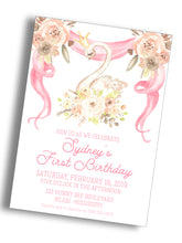 Load image into Gallery viewer, Swan Birthday Invitation