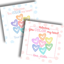 Load image into Gallery viewer, Color My Heart Valentine Card