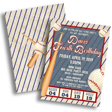 Load image into Gallery viewer, Vintage Baseball Birthday Invitation