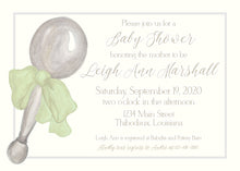 Load image into Gallery viewer, Vintage Baby Rattle Shower Invitation