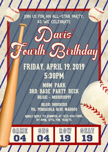 Load image into Gallery viewer, Vintage Baseball Birthday Invitation