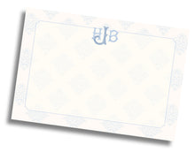 Load image into Gallery viewer, Blue Damask Monogram Stationery