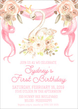 Load image into Gallery viewer, Swan Birthday Invitation