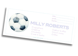 Soccer School Communication Envelope - girl