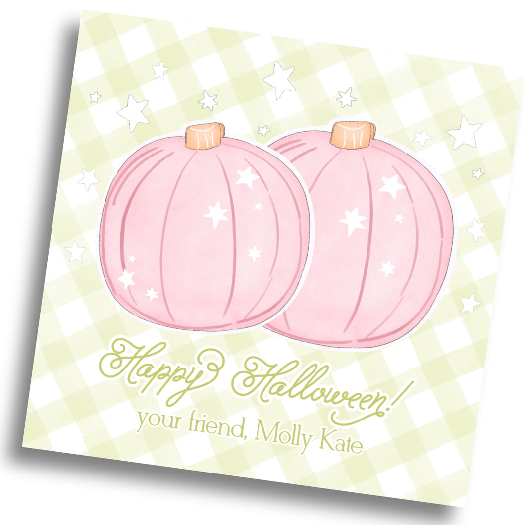Sparkle Pumpkin Halloween Gift Tag - Pink
