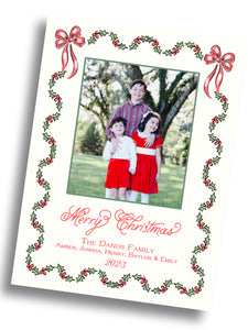 Holly Border Christmas Family Card