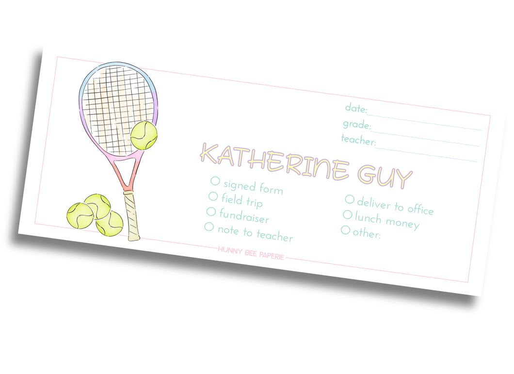 Tennis School Communication Envelope - Girl