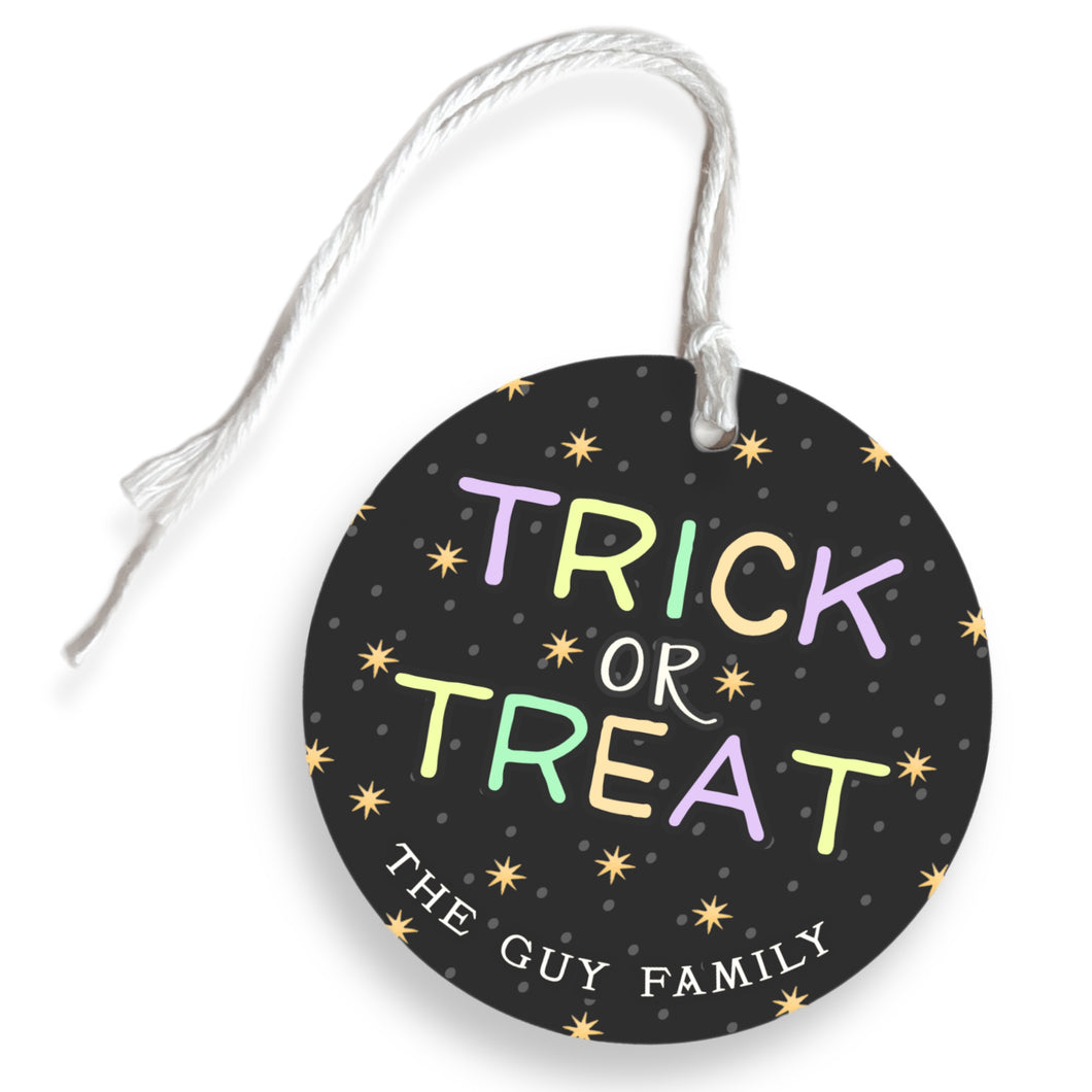 Trick or Treat Halloween Circle Gift Tag & Twine