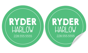 Water Resistant Round Labels - Kelly Green