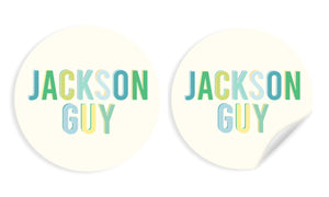 Water Resistant Round Labels - Colorblock Blue·Green Tones