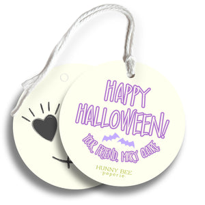 Sweet Ghost Halloween Circle Gift Tag & Twine