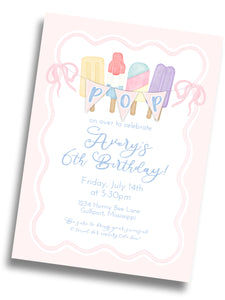 POP Popsicle Birthday Invitation