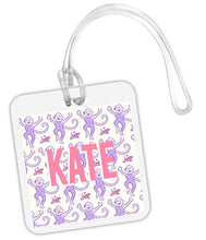 Load image into Gallery viewer, RR Inspired Square Bag Tag - Purple Monkeys
