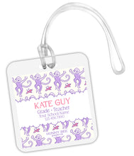 Load image into Gallery viewer, RR Inspired Square Bag Tag - Purple Monkeys
