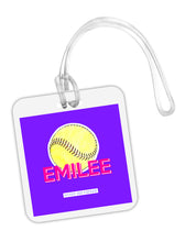 Load image into Gallery viewer, Softball Square Bag Tag
