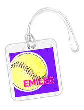 Load image into Gallery viewer, Softball Square Bag Tag
