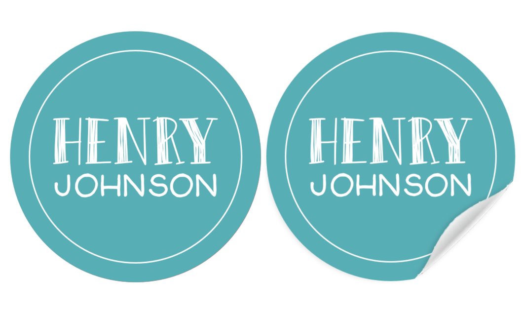 Water Resistant Round Labels - Teal