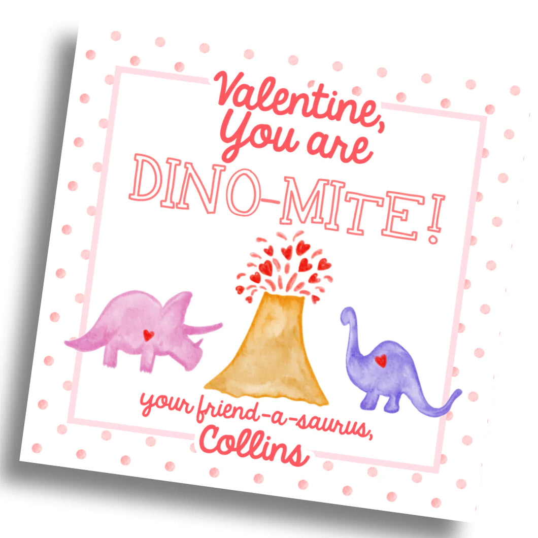 Dino-Mite Valentine Card - Girl - PRINTABLE