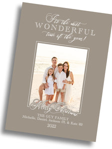 Wonderful Christmas Family Card - Tan
