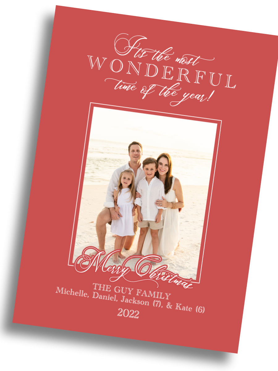 Wonderful Christmas Family Card - Red