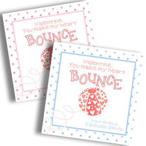 Heart Bounce Valentine Card - Heart Ball - PRINTABLE