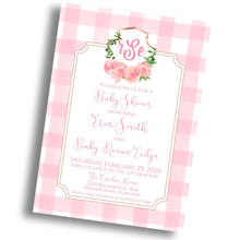 Load image into Gallery viewer, Floral Crest Baby Shower Invitation
