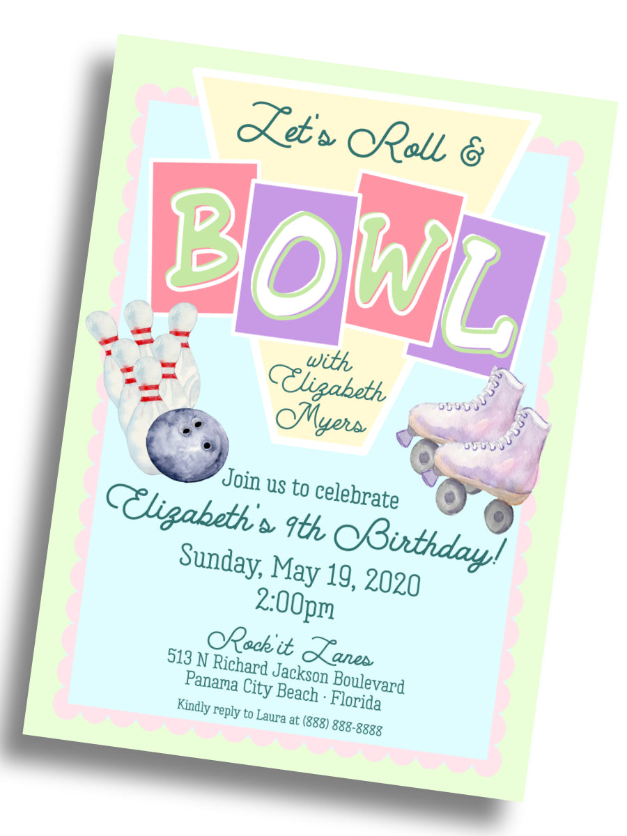 Roll and Bowl Birthday Invitation