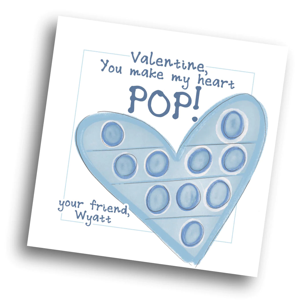 Pop It Valentine Card - Blue - PRINTABLE