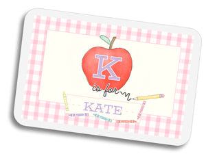 _ is for ____ Laminated Placemat - Pink Gingham