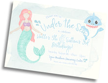 Load image into Gallery viewer, Mermaid &amp; Baby Shark Birthday Invitation
