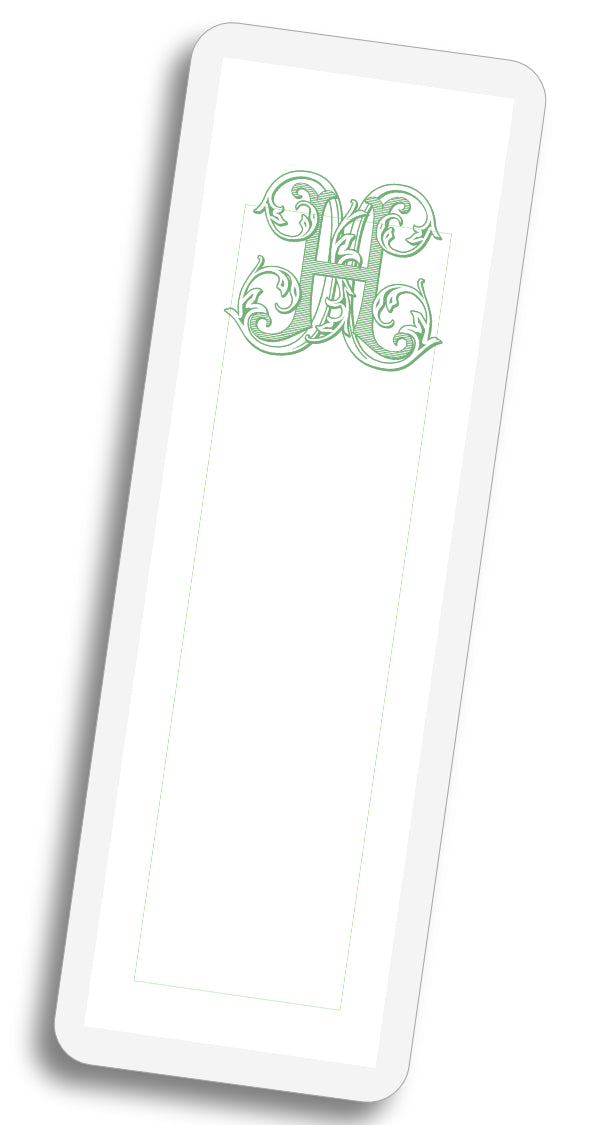 Vintage Monogram Bookmark - Green