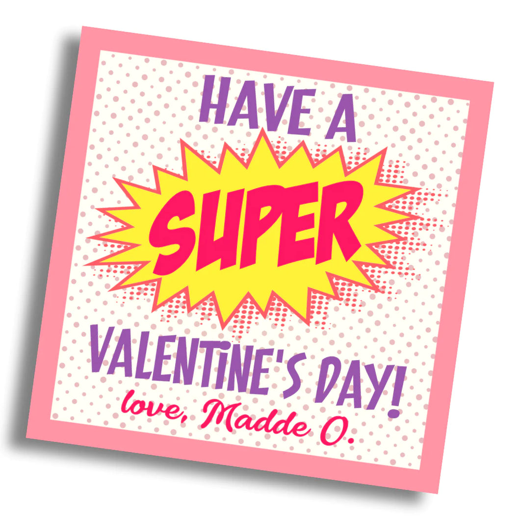 SUPERhero Valentine Card - PINK - PRINTABLE