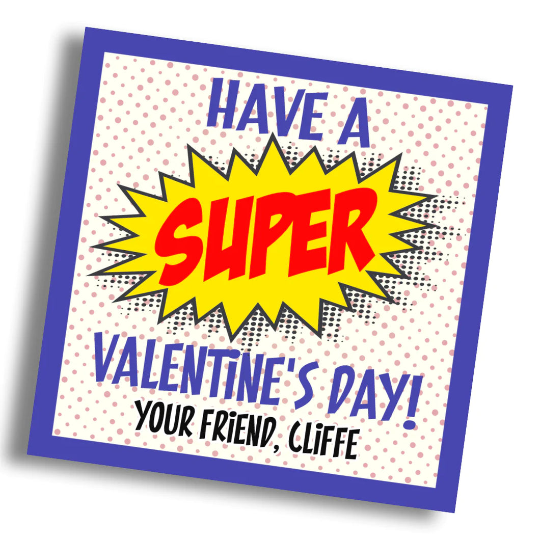 SUPERhero Valentine Card - Blue - PRINTABLE