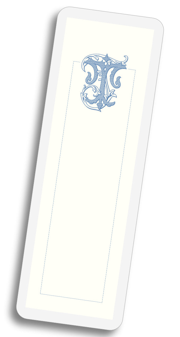 Vintage Monogram Bookmark - Blue