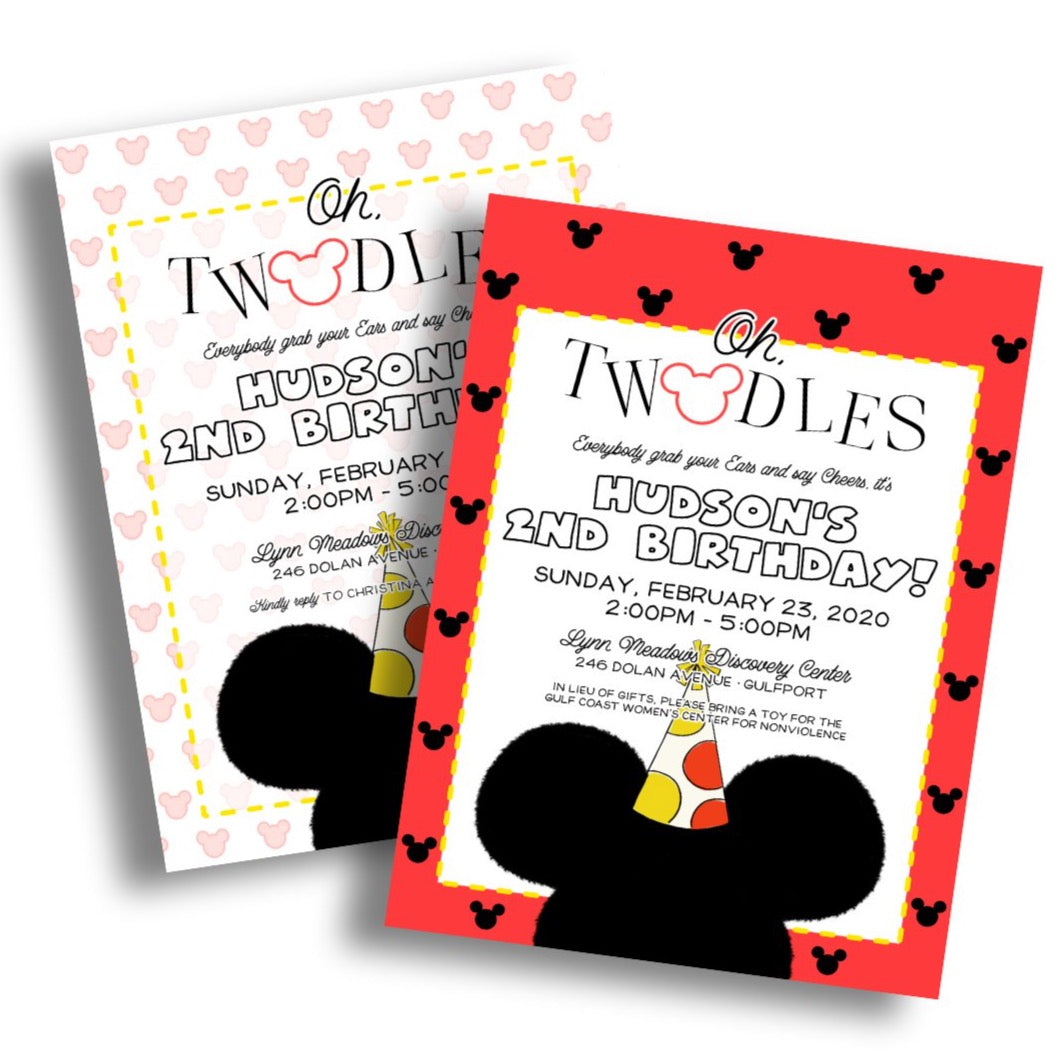 Oh, TWO-dles Mickey Mouse Invitation