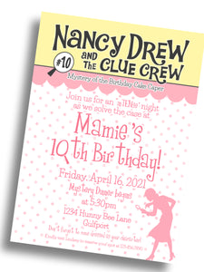 Nancy Drew Mystery Birthday Invitation