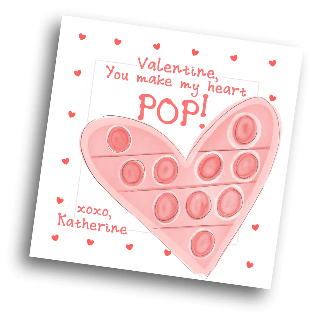 Pop It Valentine Card - Pink / Red - PRINTABLE