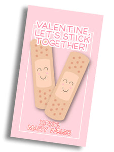 Bandaid Stick Together Valentine Tag - PRINTABLE