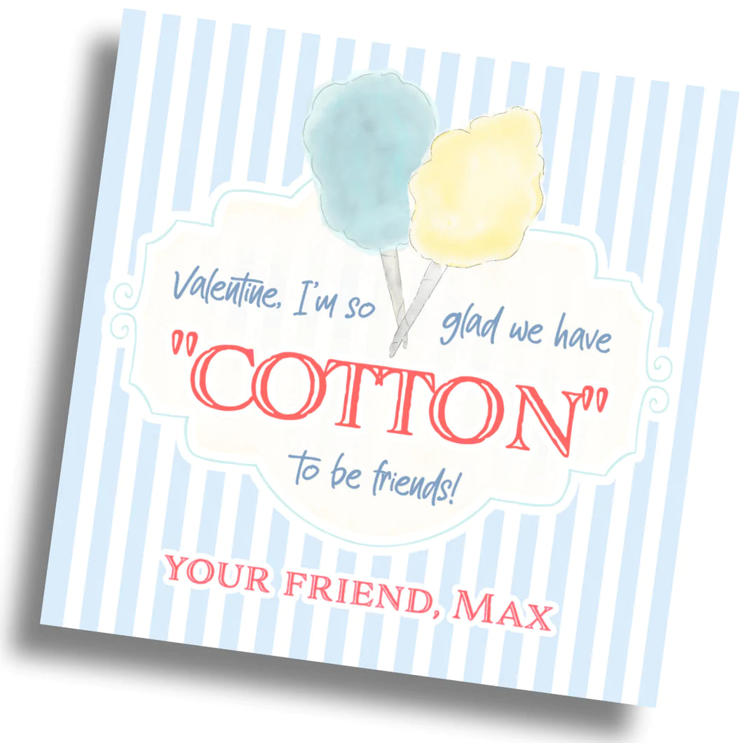 Cotton Candy Valentine Card - Blue - PRINTABLE