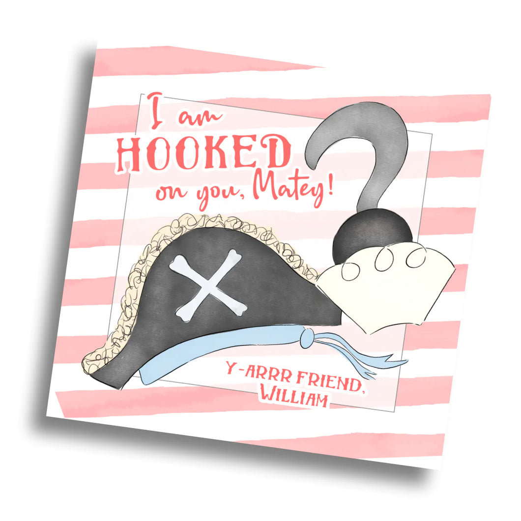 Pirate Valentine Card - Blue - PRINTABLE