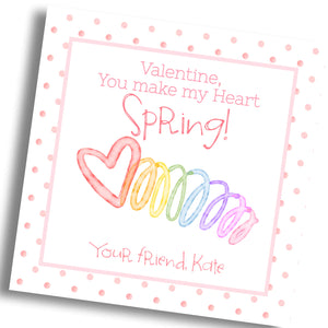 Slinky Spring Valentine Card - Rainbow - PRINTABLE