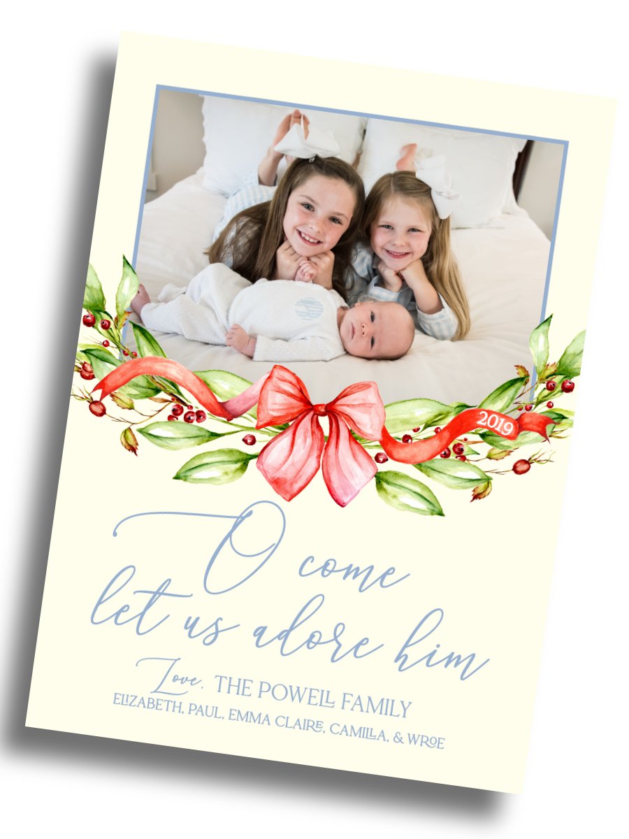 O Come Let Us Adore Him Christmas Family Card