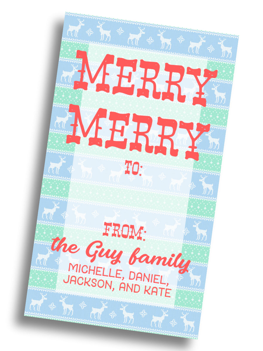 Ugly Sweater Reindeer Gift Tag