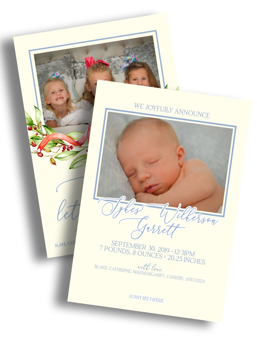 O Come Let Us Adore Him Christmas & Birth Announcement Card