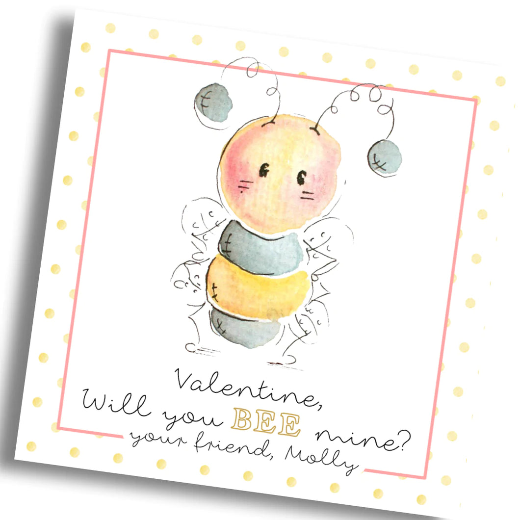 Bee Mine Valentine Card - Pink - PRINTABLE